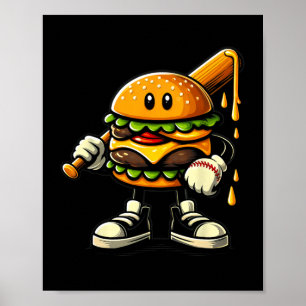 Hamburger Cheeseburger Playing Sell Sports Player  Poster