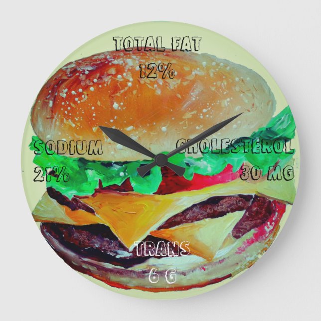 Hamburger Clock, Pop Art of Artlarissa Large Clock (Front)
