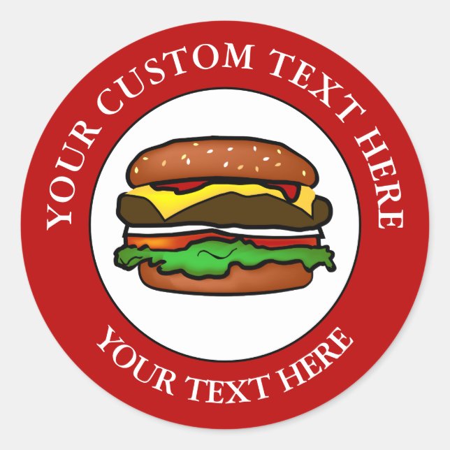 Hamburger Custom Text Logo Icon Classic Round Sticker (Front)