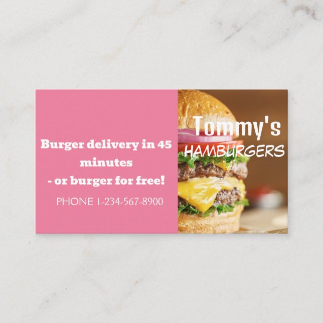 Hamburger Delivery Discount Sale Offer Business Card (Front)