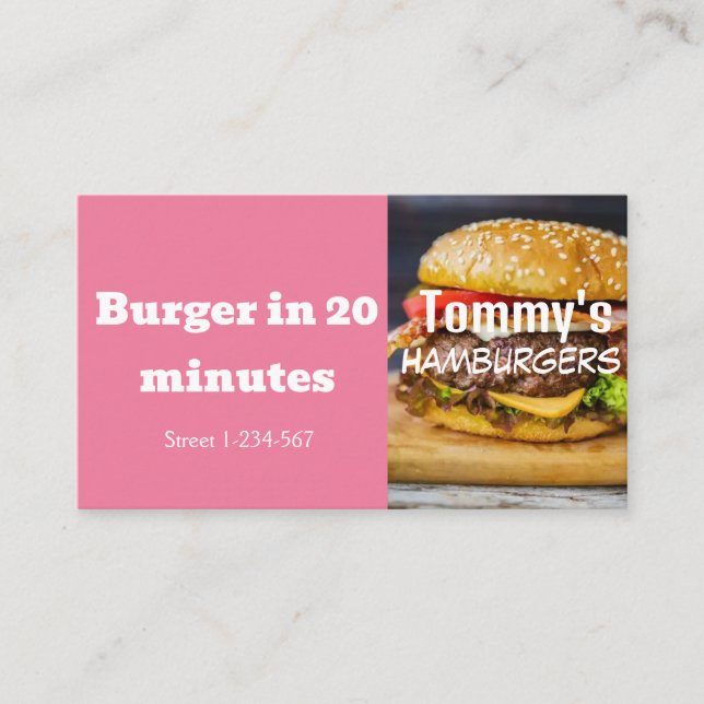 Hamburger Delivery Discount Sale Offer Business Card (Front)