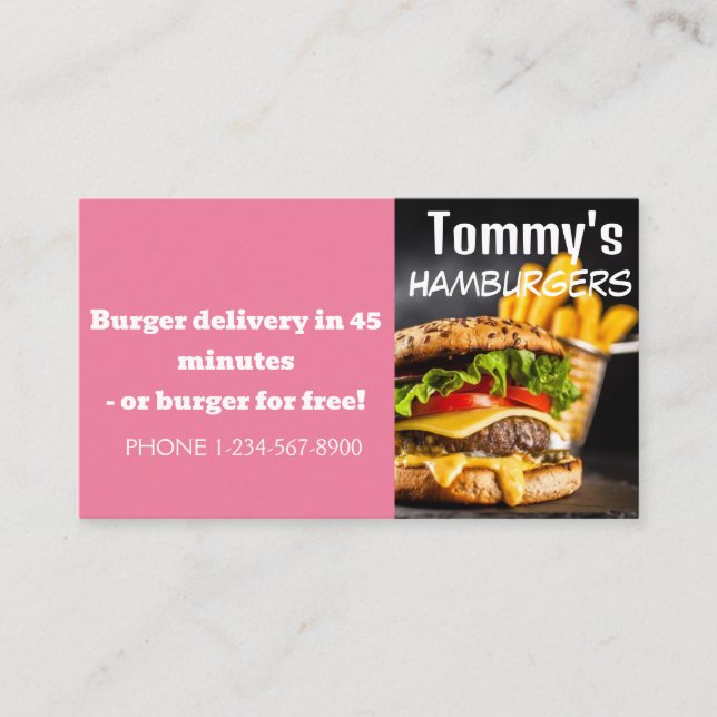Hamburger Delivery Discount Sale Offer Business Card (Front)