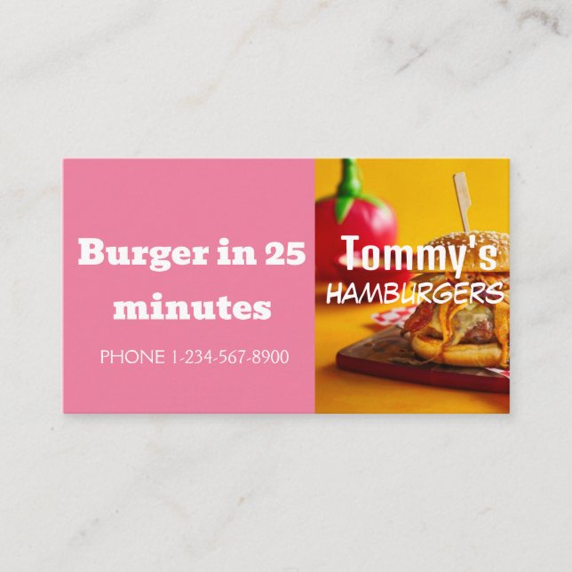 Hamburger Delivery Discount Sale Offer Business Card (Front)