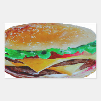 hamburger design, original painting rectangular sticker