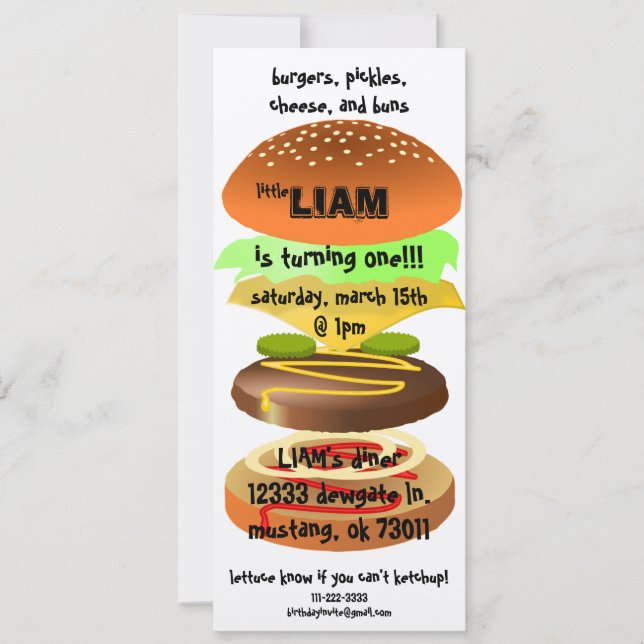 Hamburger / Diner Birthday Invitation (Front)