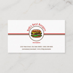 Hamburger Diner Fast Food Restaurant Business Logo Business Card