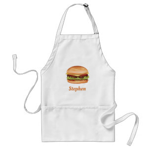 Hamburger Fast Food Illustration With Custom Name Standard Apron