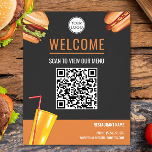 Hamburger Fast Food Restaurant Scan To View Menu