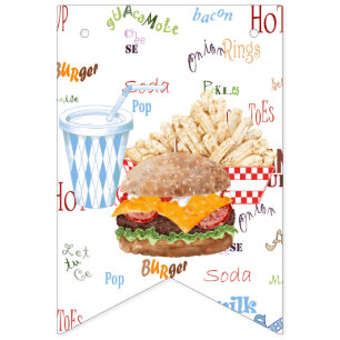 Hamburger Fries Fast Food BBQ Diner Tailgate Bunting