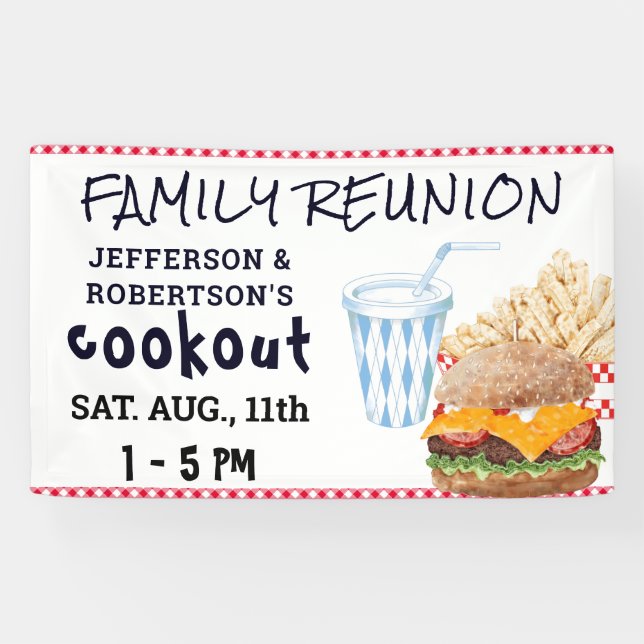 Hamburger Fries Fast Food | Family Reunion Banner (Horizontal)