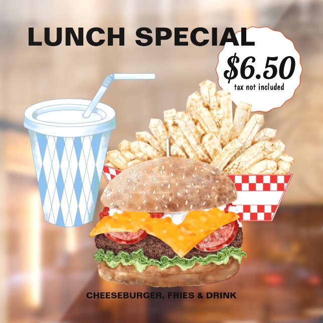 Hamburger Fries Fast Food Window Cling (Sheet 2)