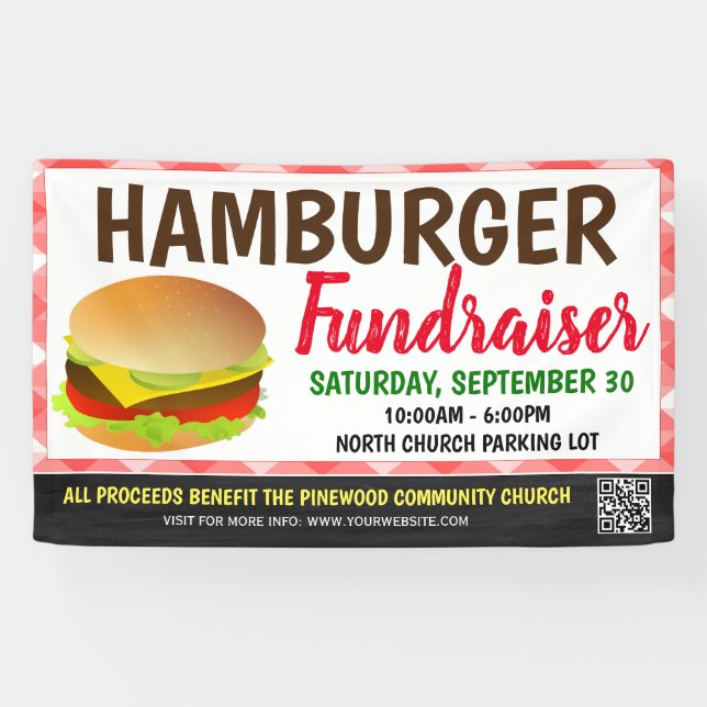 Hamburger Fundraiser Banner with qr code (Horizontal)