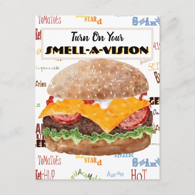 Hamburger Funny Fast Food Postcard (Front)