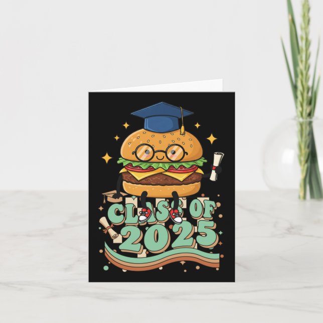 Hamburger Graduate Cl Of 2025 Kids Mens Womens Gra Card (Front)
