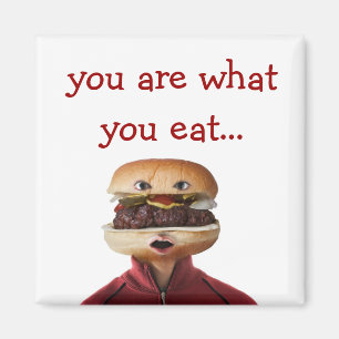 Hamburger Head Man over white Magnet