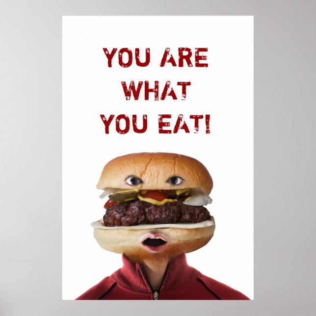 Hamburger Head Man over white Poster (Front)