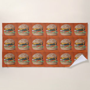 Hamburger Illustration beach towel