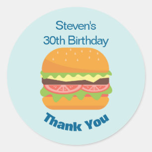 Hamburger Illustration Birthday Thank You Classic Round Sticker