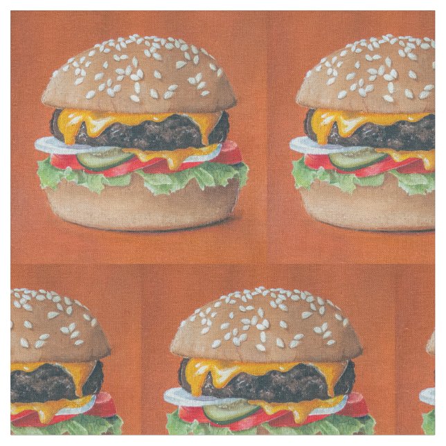 Hamburger Illustration custom fabric (Close Up)