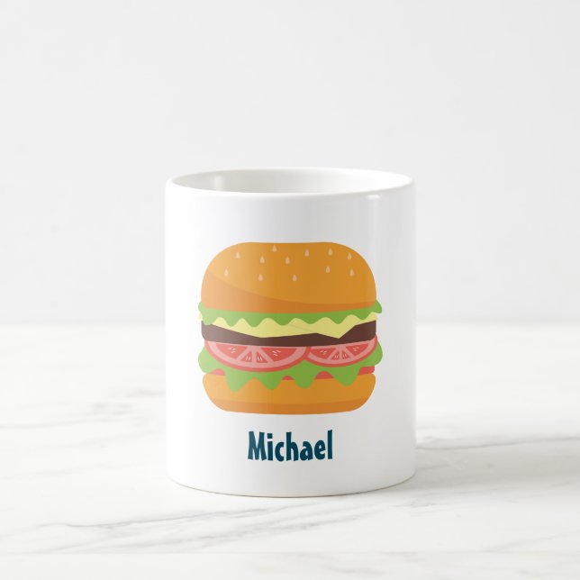 Hamburger Illustration Personalised Coffee Mug (Center)
