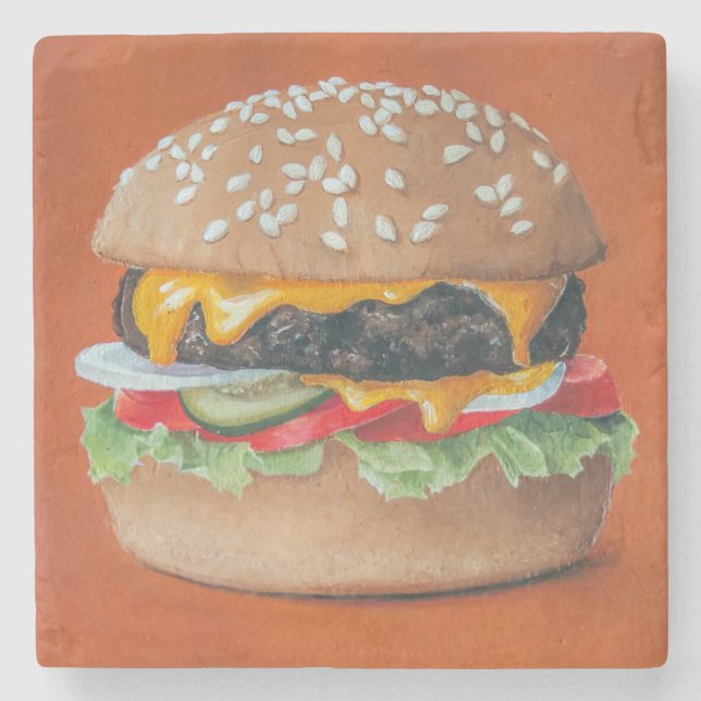 Hamburger Illustration stone coasters (Front)