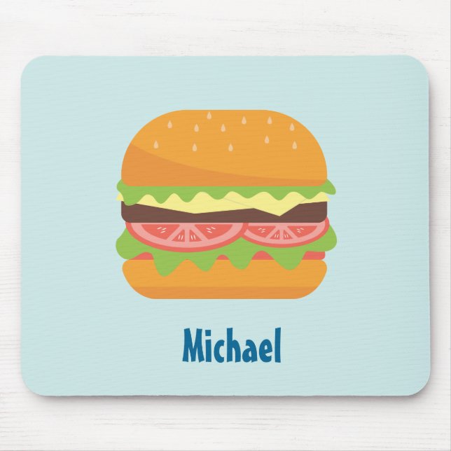 Hamburger Illustration with Tomato and Lettuce Mouse Mat (Front)