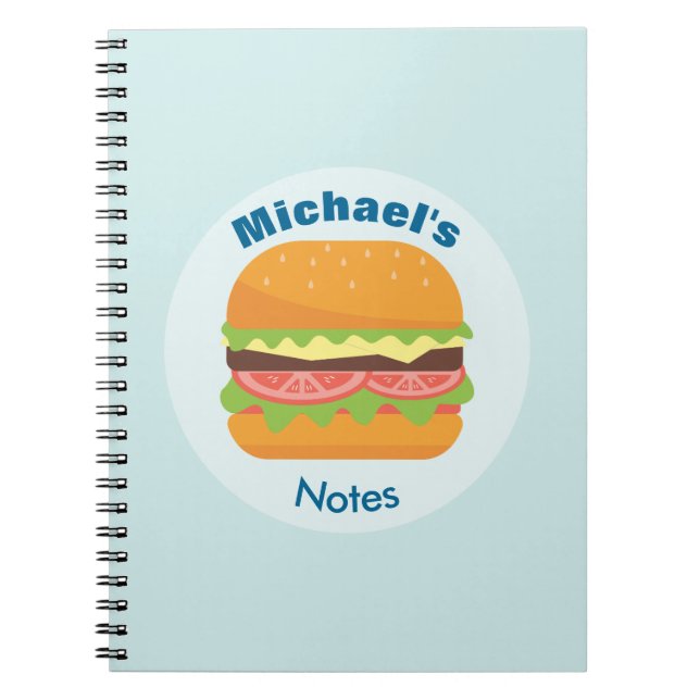 Hamburger Illustration with Tomato and Lettuce Notebook (Front)