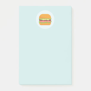Hamburger Illustration with Tomato and Lettuce Post-it Notes