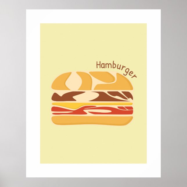 Hamburger in Japanese Kanji/Hiragana Wall Art (Front)