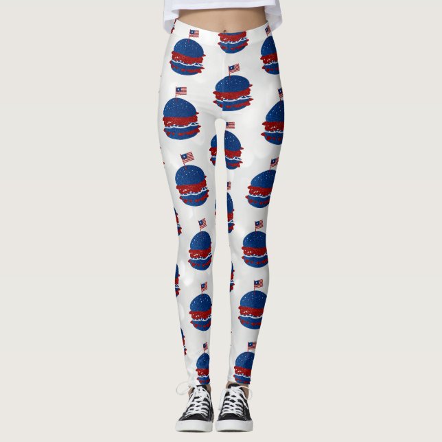 Hamburger July 4th Glitter Leggings (Front)