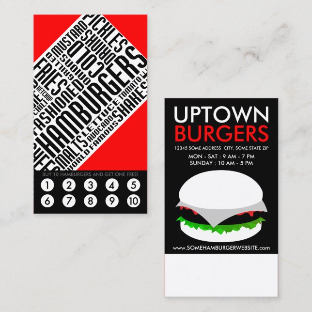 hamburger loyalty (wordWEBs) Card (Front/Back)