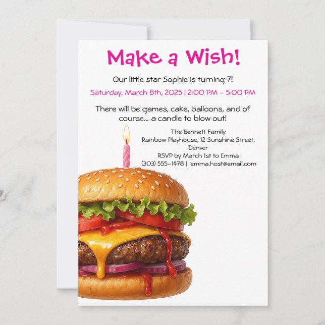 Hamburger Party Cookout | Kids Birthday Invitation (Front)