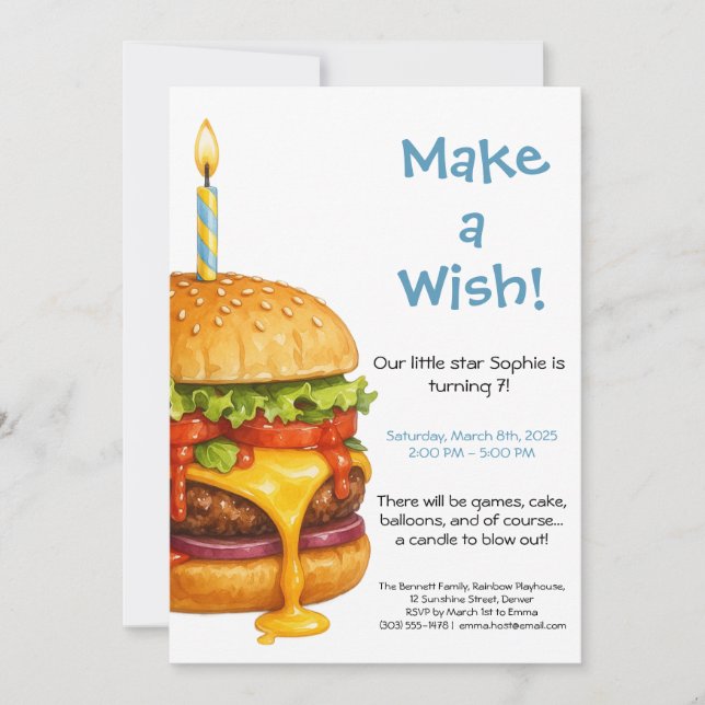 Hamburger Party Cookout | Kids Birthday Invitation (Front)