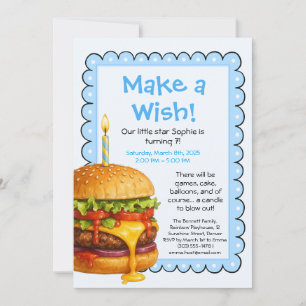 Hamburger Party Cookout Kids Birthday Invitation
