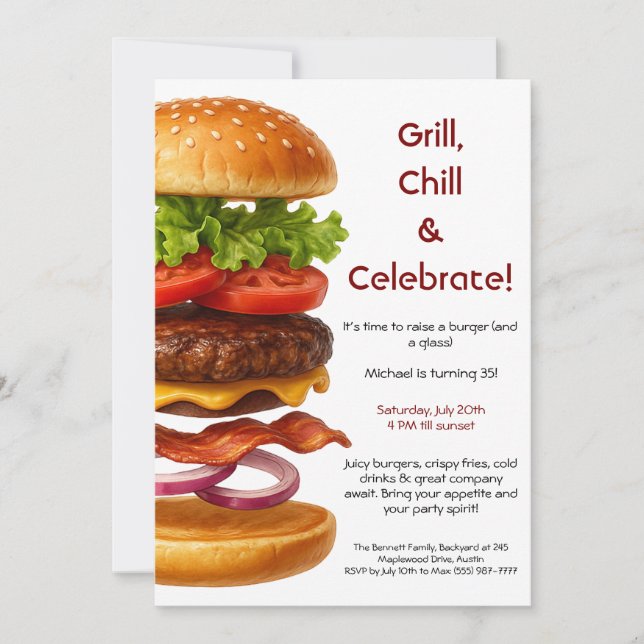 Hamburger Party | Fun Burger Celebration Invitation (Front)