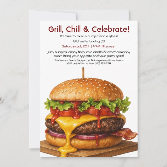 Hamburger Party | Fun Burger Celebration Invitation (Front)