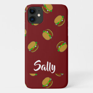 Hamburger pattern on maroon iPhone 11 case