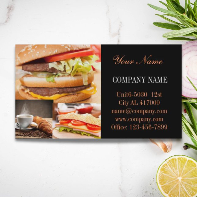 hamburger sandwich private chef catering business card (hamburger sandwich private chef catering business card)