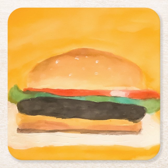 Hamburger Square Paper Coaster (Front)