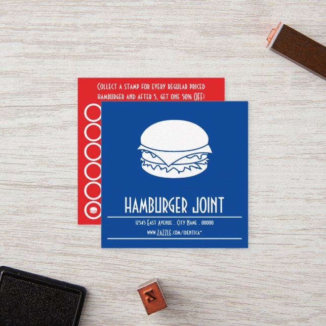 hamburger square stamp card (Front/Back In Situ)