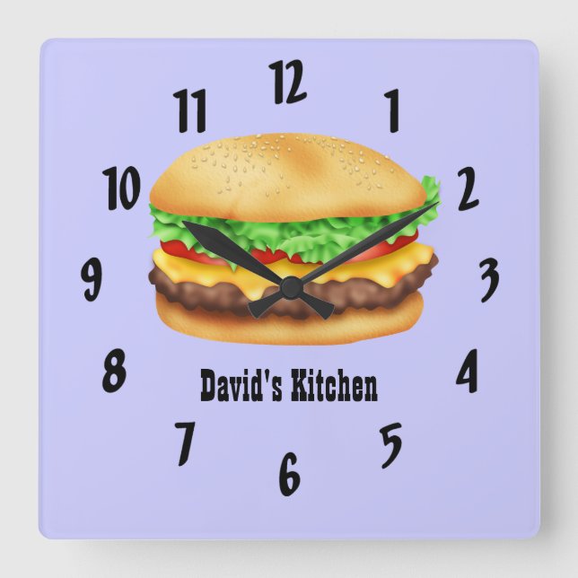 Hamburger Square Wall Clock (Front)