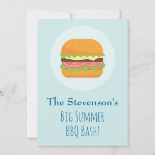 Hamburger-  Summer BBQ Party Invitation