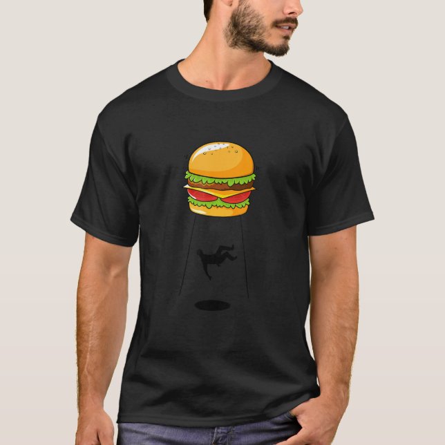 Hamburger UFO  I Love Hamburgers Alien Abduction S T-Shirt (Front)