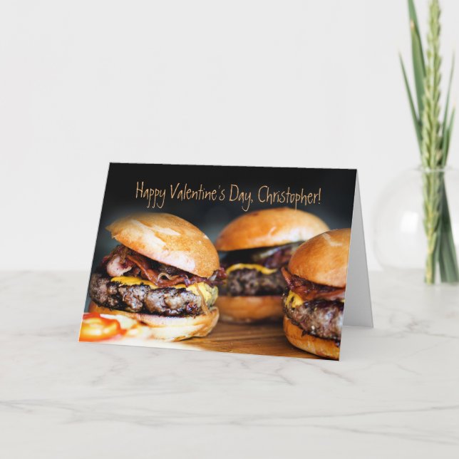 Hamburger Valentines Day Card for HIM, (Front)