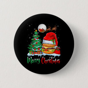 Hamburger Wearing Santa Hat Xmas - Merry Christmas 6 Cm Round Badge
