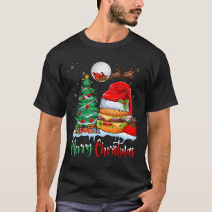 Hamburger Wearing Santa Hat Xmas - Merry Christmas T-Shirt