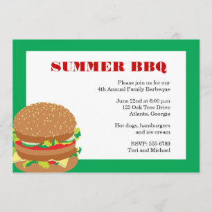 Hamburgers - bbq party invitations