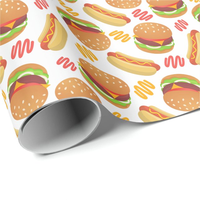 Hamburgers & Hot Dogs Wrapping Paper (Roll Corner)