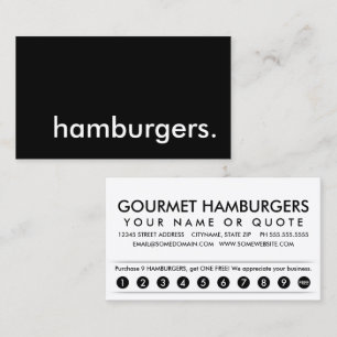 hamburgers. loyalty punch card