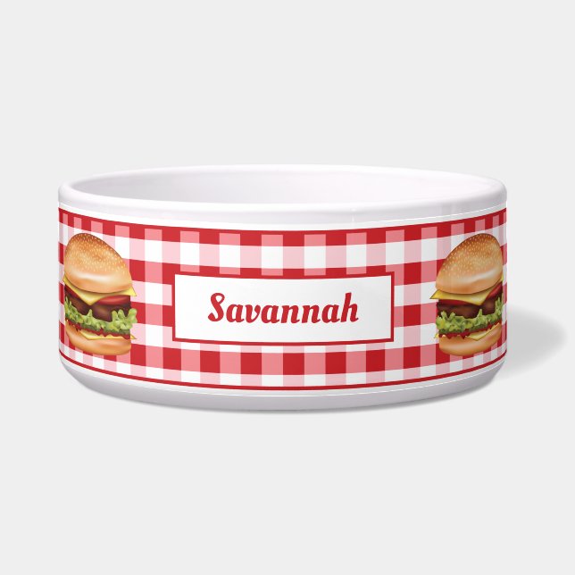Hamburgers On Red Gingham With Custom Text (Front)